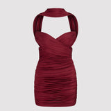 CERISE JERSEY DRESS IN DARK CHERRY