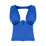 LILY SATIN TOP IN NAVY